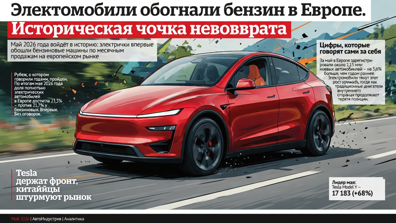 Электромобили обогнали бензин в Европе. Историческая точка невозврата